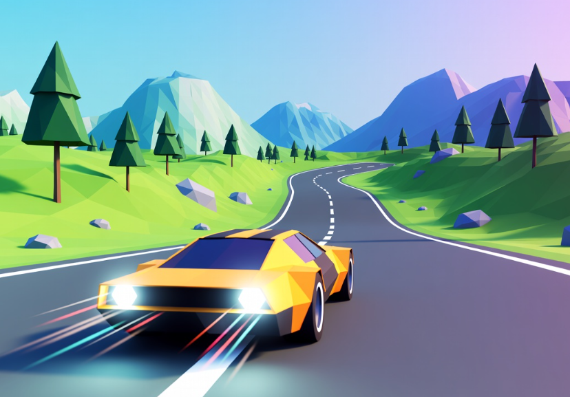 Low poly car hero